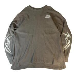 Harley Davidson Waffle Knit Thermal Long Sleeve Cyber Grunge Y2K Brown Mens 2XL